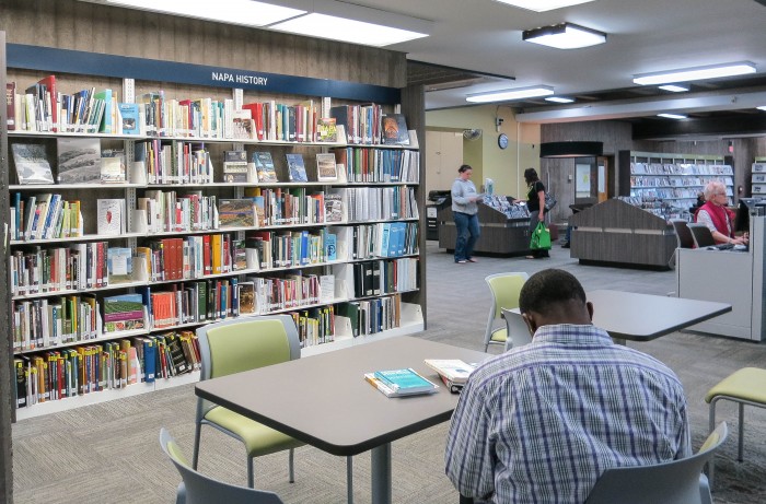Napa Main Library offers plenty of reading and work spaces, and lots of periodicals